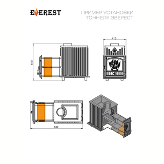 Чугунный топочный туннель Эверест 24 Легкий пар. Фото № 2