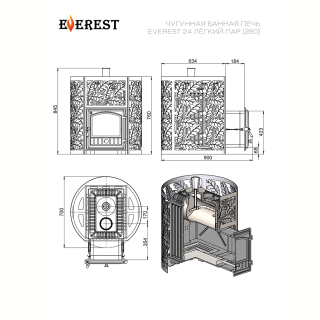 Печь для бани Эверест 24 Легкий пар (280). Фото № 4