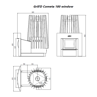 Печь Grill’D Cometa 180 window grey. Фото №2