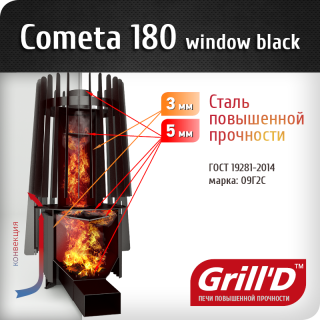 Печь Grill’D Cometa 180 window grey. Фото №3