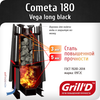 Печь Grill’D Cometa Vega 180 Long Pro (нержавеющая сталь). Фото №2