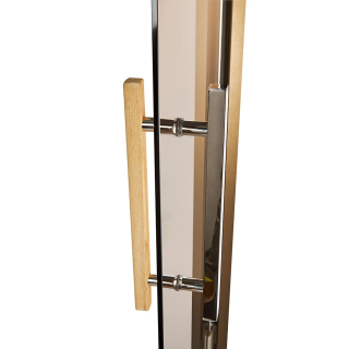 Дверь стеклянная для сауны Grandis GS 9x19 Бронза, бронзовый профиль. Фото №5