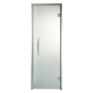 Дверь стеклянная для сауны Grandis GS 9x21 Сатин, серебристый профиль. Фото №1