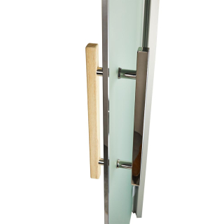 Дверь стеклянная для сауны Grandis GS 8x21 Сатин, серебристый профиль. Фото №5