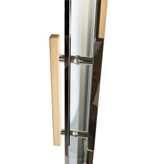Дверь стеклянная для сауны Grandis GS 9x20 Прозрачная, бронзовый профиль. Фото №5