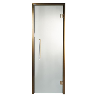 Дверь стеклянная для сауны Grandis GS 9x20 Прозрачная, бронзовый профиль. Фото №1