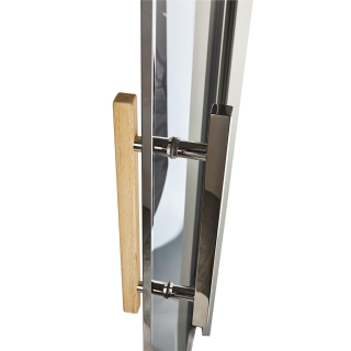 Дверь стеклянная для сауны Grandis GS 8x19 Графит, серебристый профиль. Фото №2