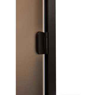 Дверь стеклянная для сауны Grandis GS 8x19 Бронза матовая, чёрный профиль. Фото №3