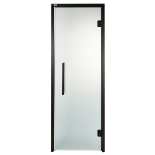 Дверь стеклянная для сауны Grandis GS 9x19 Сатин, чёрный профиль. Фото №1