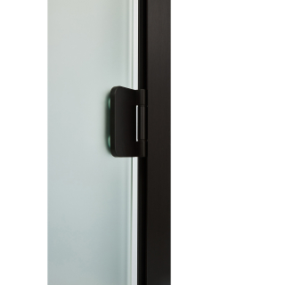 Дверь стеклянная для сауны Grandis GS 9x20 Сатин, чёрный профиль. Фото №3