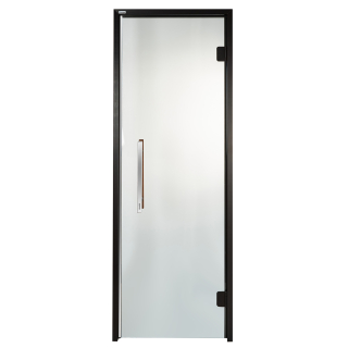 Дверь стеклянная для сауны Grandis GS 9x21 Прозрачная, чёрный профиль. Фото №1