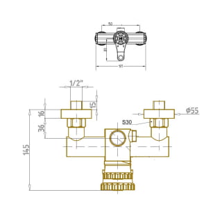 Комплект для душевой Bronze De Luxe WINDSOR душ Цветок (без излива) 10118/1F. Фото №3