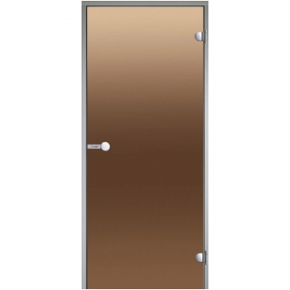 Дверь стеклянная с алюминиевой коробкой HARVIA ALU 8х19, цвет бронза. Фото №1