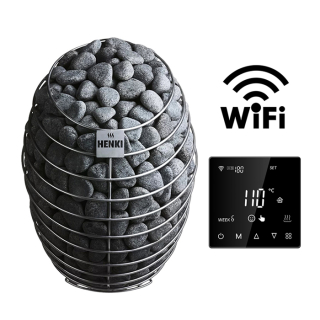 Электрическая печь для бани и сауны Henki Nest Black, черная (пульт управления Wi-Fi в комплекте) 10 кВт. Фото №1