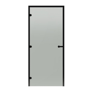 Дверь для парной Harvia ALU Black Line 9х21 коробка черная, стекло сатин. Фото №1