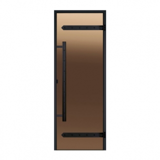 Стеклянная дверь для хамама Harvia Legend ALU 9x19 алюминиевая, бронза. Фото №1