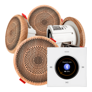 Комплект влагостойкой акустической системы SW NOISE White MINI Wood-4 (четыре колонки, круг). Фото № 1