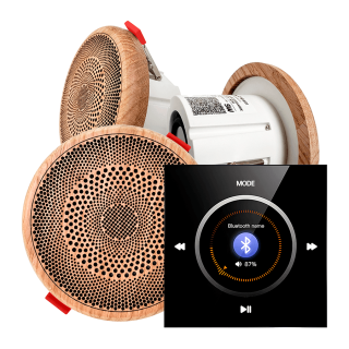 Комплект влагостойкой акустической системы SW NOISE Black MINI Wood-3 (три колонки, круг). Фото № 1
