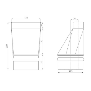 Переход КуБасту с прямоугольника на круг D115 мм, нержавеющая сталь 0.5 мм. Фото № 3