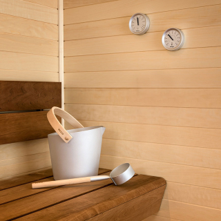 Набор аксессуаров Tylo Brilliant Silver (бадья, ковш, песочные часы, термометр, гигрометр). Фото № 7