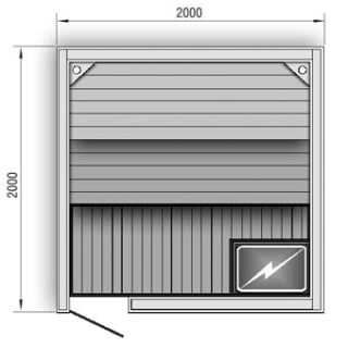 Сауна размер 2000*2000*2100 - вариант отделки № 3. Фото №1