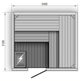 Сауна размер 2100*2400*2200 - вариант отделки № 1. Фото №1