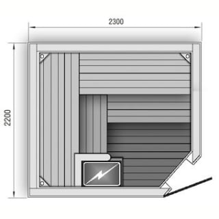 Сауна размер 2200*2300*2200 - вариант отделки № 1. Фото №1