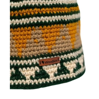 Шапка вязаная для бани Woodson Viking, орнамент, без косичек (жёлтый, бежевый, зеленый). Фото № 2