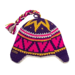 Шапка вязаная для бани Woodson Viking Pinky, орнамент, 1 косичка (розовый, фиолетовый, жёлтый). Фото № 1
