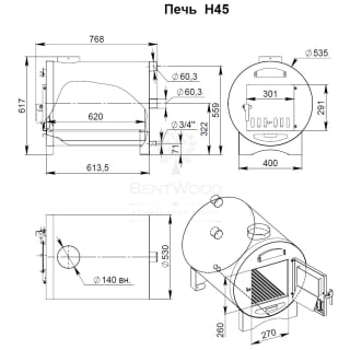 Купель BentWood Фурако из кедра D 1.8 (H 1.0/Стандарт) с наружной печкой. Фото №8