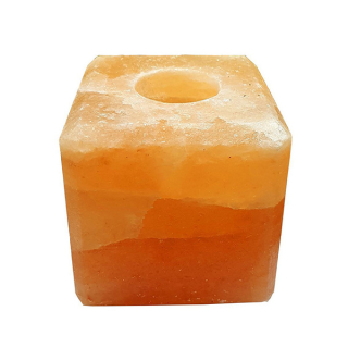 Подсвечник из розовой гималайской соли форма Куб. Фото №2