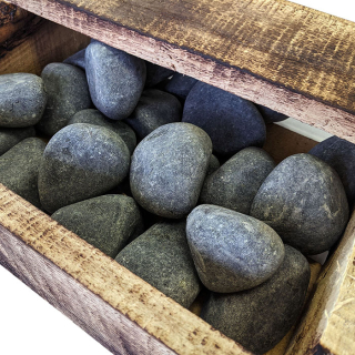 Камень для бани Оливин шлифованный, ящик 10 кг, 40-80 мм. Фото №3