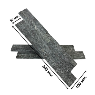 3Д панель из камня Кварцит чёрный (Лёгкая-Лайт) 360х100х6-13 мм (8 шт.). Фото № 2