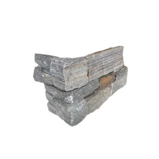 3Д панель из камня Наружный угол, Кварцит серо-зеленый (Грубый камень) 200+350x200x20-40мм. Фото № 1