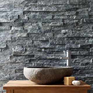 3Д панель из камня Кварцит чёрный (Неоклассика) 600х150х10-20 мм (6 шт.). Фото № 4