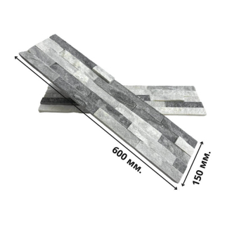 3Д панель из камня Кварцит бело-серый (Классика) 600х150х10-20 мм (7 шт.). Фото № 2