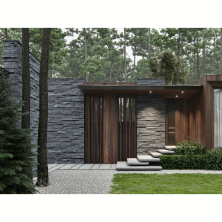 Плитка из камня Сланец чёрный (Натуральный скол / Нарезка) 70x300x10-20 мм (20 шт.). Фото № 6