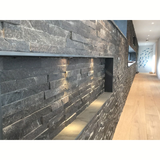 Плитка из камня Сланец чёрный (Натуральный скол / Нарезка) 70x300x10-20 мм (20 шт.). Фото № 7