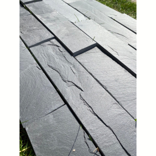 Плитка из камня Сланец чёрный (Натуральный скол / Нарезка) 70x400x10-20 мм (20 шт.). Фото № 3