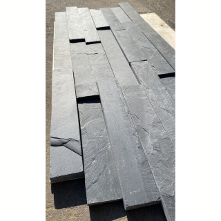 Плитка из камня Сланец чёрный (Натуральный скол / Нарезка) 70x400x10-20 мм (20 шт.). Фото № 4
