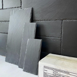 Плитка из камня Сланец чёрный (Натуральный скол) 200x400x5-7 мм (20 шт.). Фото № 3