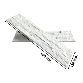 3Д панель из камня Кварцит белый (Классика) 600х150х10-20 мм (7 шт.). Фото № 2