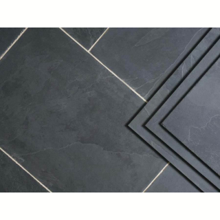 Плитка из камня Сланец чёрный (Натуральный скол) 600х1200х12 мм (1 шт.). Фото № 3