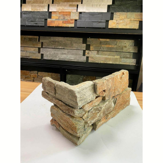 3Д панель из камня Наружный угол, Кварцит мультиколор (Грубый камень) 200+350x200x20-40мм. Фото № 3