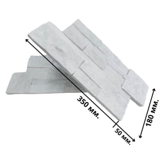 3Д панель из камня Кварцит белый (Модерн) 350х180х10-20 мм (7 шт.). Фото № 2