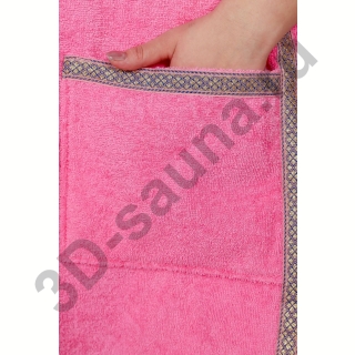 Набор для сауны махровый женский (парео, чалма, рукавица), розовый, 54-60. Фото №6
