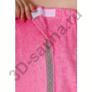 Набор для сауны махровый женский (парео, чалма, рукавица), розовый, 54-60. Фото №7