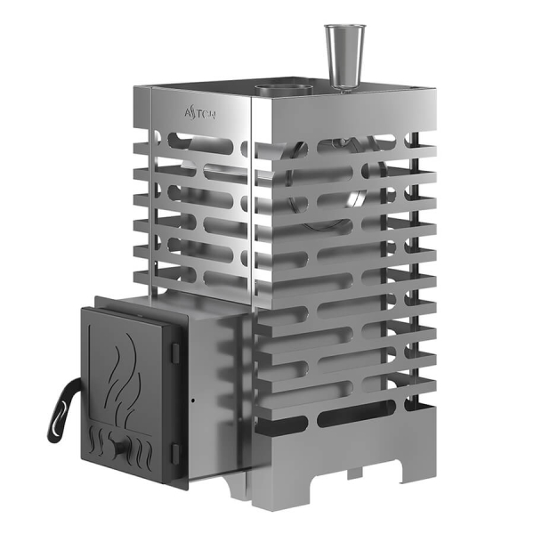 Печь для бани ASTON 16 INOX, Нержавеющая сталь, с круглым баком на трубе 50л Ø115 (AISI 439). Фото № 4
