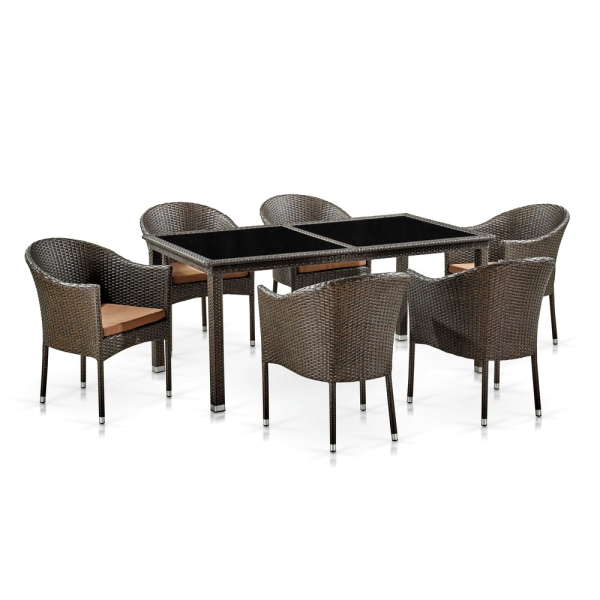 Комплект плетеной мебели T246A/Y350A-W53 Brown 6Pcs. Фото № 1