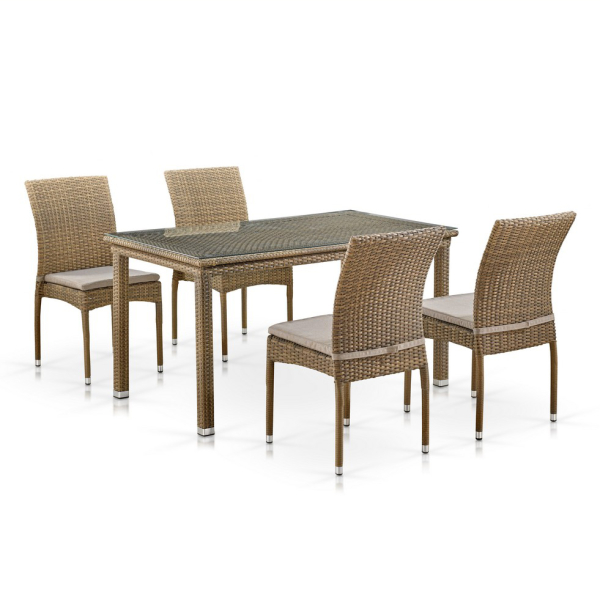 Комплект плетеной мебели T256B/Y380B-W65 Light Brown (4+1). Фото № 1